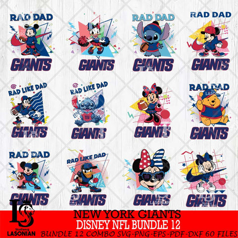 New York Giants Disney Rad Dad NFL Bundle 12 SVG DXF EPS PNG FILE, Father day File Cut,Digital Download,Instant Download,Disney Svg Files
