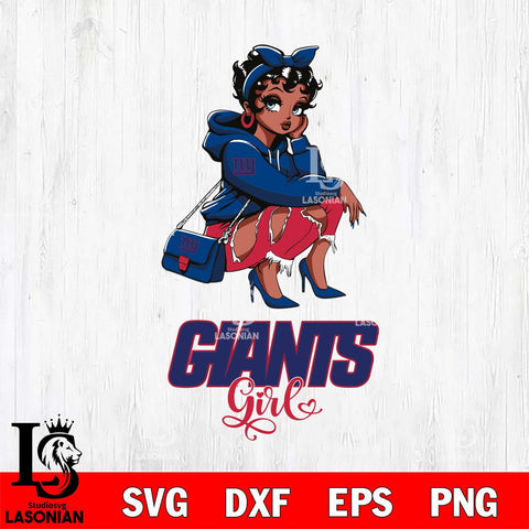 New York Giants Fashion Black Fan Girl Betty Boop Svg Eps Dxf Png File, Digital Download, Instant Download