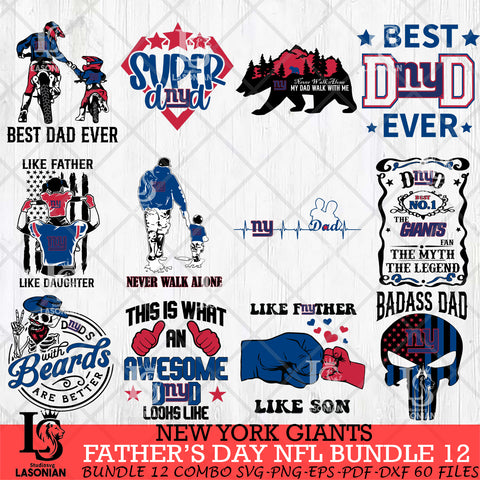 New York Giants Fathers Day NFL Bundle 12 Svg Eps Dxf Png File, Digital Download, Instant Download