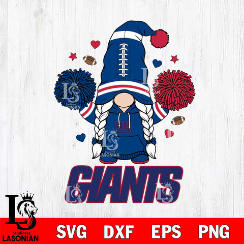 New York Giants Gnome cheerleader File Cut, NFL SVG, Digital Download , CHRISTMAS Criucut , Silhouette