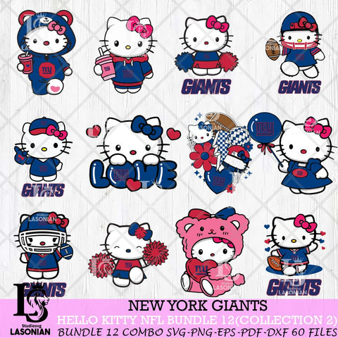 New York Giants Hello Kitty Bundle 12 SVG Svg Eps Dxf Png File, Digital Download, Instant Download