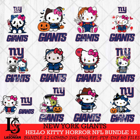 New York Giants Hello Kitty Horror NFL Bundle 12 SVG Eps Dxf Png File, NFL svg, Digital Download, Instant Download