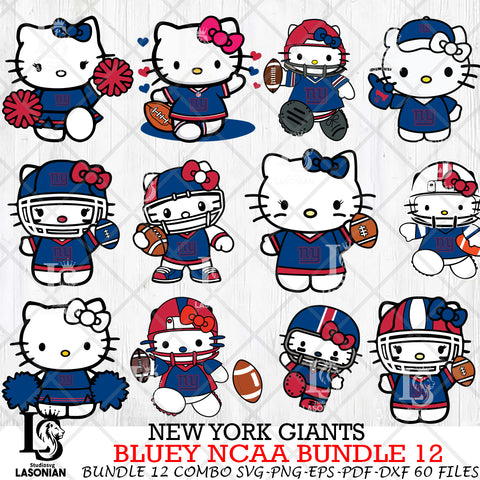 New York Giants Hello Kitty NFL Bundle 12 Svg Eps Dxf Png File, Digital Download, Instant Download