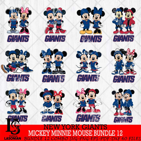 New York Giants Mickey Minnie Mouse NFL Bundle 12 Svg Eps Dxf Png File, Bundle NFl svg , File Cut , Digital Download , Instant Download, Laser Cut Svg Files