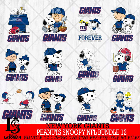 New York Giants Peanuts Snoopy Player NFL Bundle 12 SVG DXF EPS PNG FILE,Snoopy File Cut, bundle nfl Digital Download,Instant Download, Silhouette