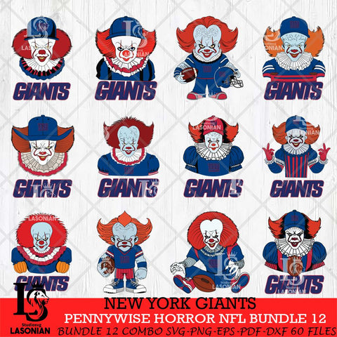 New York Giants Pennywise Horror NFL Bundle 12 SVG Eps Dxf Png File, NFL svg, Digital Download, Instant Download