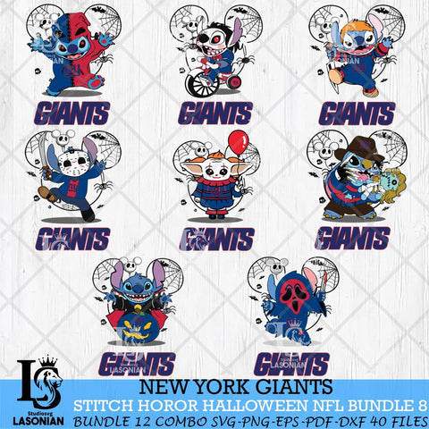 New York Giants Stitch Horror Halloween Bundle 8 Svg Eps Dxf Png File, Digital Download, Instant Download
