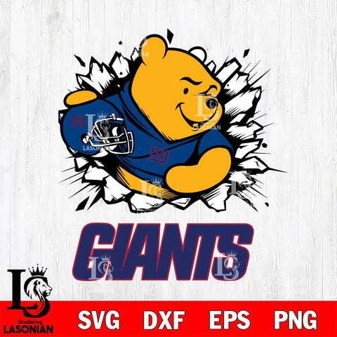 New York Giants Winnie The Pooh NFL Cricut, NFL SVG DXF EPS PNG FILE, Digital Download,Instant Download, Silhouette