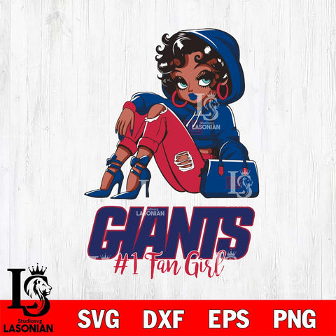 New York Giants #1 beauty Black Fan Girl Svg Eps Dxf Png File, Digital Download, Instant Download