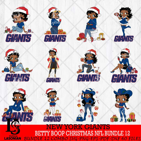 New York Giants  Betty Boop Christmas NFL Bundle File Cut, NFL SVG DXF EPS PNG PDF File, Digital Download , Criucut , Silhouette