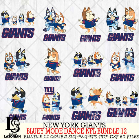 New York Giants  Bluey Dance NFL Bundle 12 SVG Eps Dxf Png File, Digital Download, Instant Download