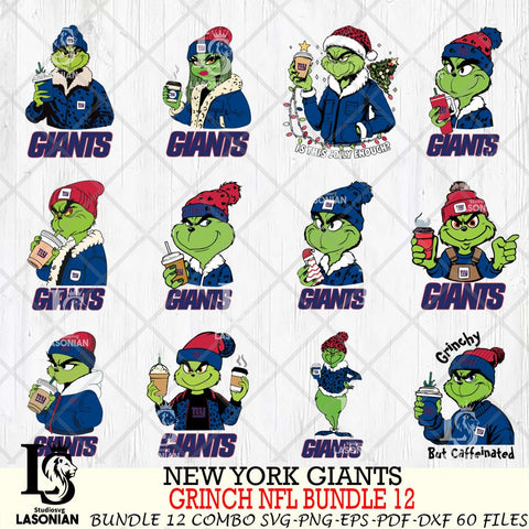 New York Giants  Grinch NFL Bundle 12 SVG Eps Dxf Png File, Digital Download, Instant Download