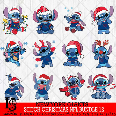 New York Giants  Stitch Christmas NFL Bundle 12 Svg Eps Dxf Png File, Digital Download, Instant Download