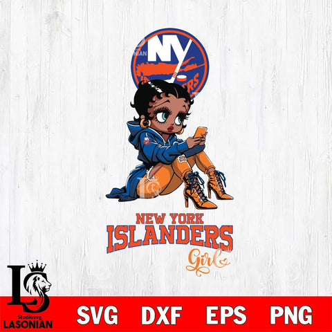 New York Islanders Beauty Black Fan Girl Football, Svg Eps Dxf Png File, Digital Download