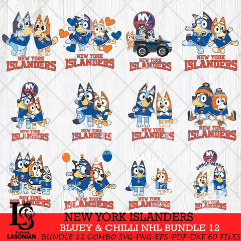 New York Islanders Bluey & Bingo NHL Bundle 12 SVG Svg Eps Dxf Png File, Bundle NHL svg, Digital Download, Instant Download