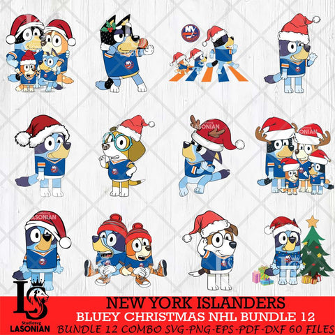 New York Islanders Bluey Christmas NHL Bundle 12 Svg Eps Dxf Png File, Digital Download, Instant Download