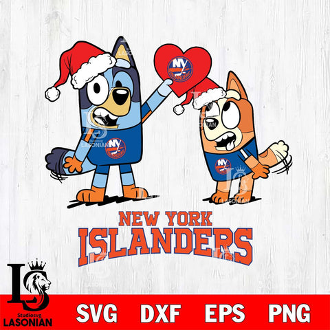New York Islanders Love Bluey Christmas Svg Eps Dxf Png File, Digital Download