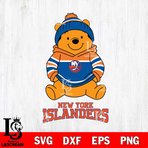 New York Islanders Winnie The Pooh Hockey SVG DXF EPS PNG FILE,NHL File Cut,Disney Digital Download,Instant Download, Silhouette