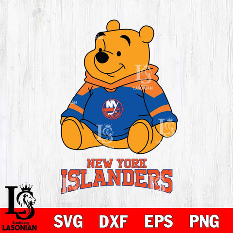 New York Islanders Winnie The Pooh NHL Hockey SVG DXF EPS PNG FILE,NHL File Cut,Disney Digital Download,Instant Download, Silhouette