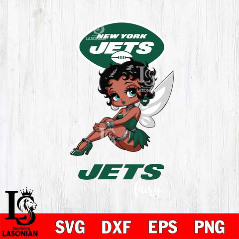 New York Jets Beauty Black Fairy Betty Boop Svg Eps Dxf Png File, Digital Download, Instant Download