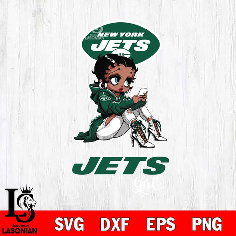 New York Jets Beauty Black Fan Girl Football Svg Eps Dxf Png File, Digital Download, Instant Download