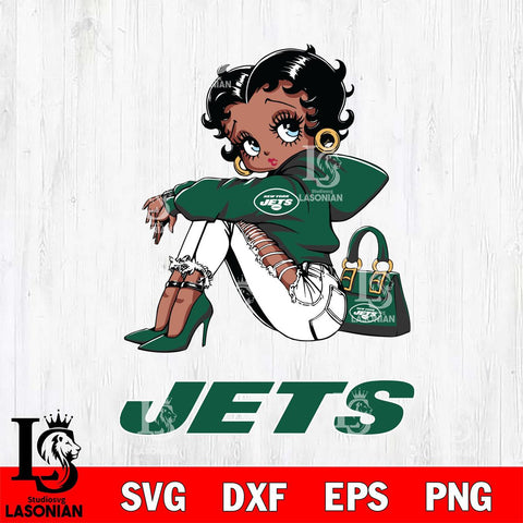 New York Jets Betty Boop Black Fan Girl Svg Eps Dxf Png File, Digital Download, Instant Download