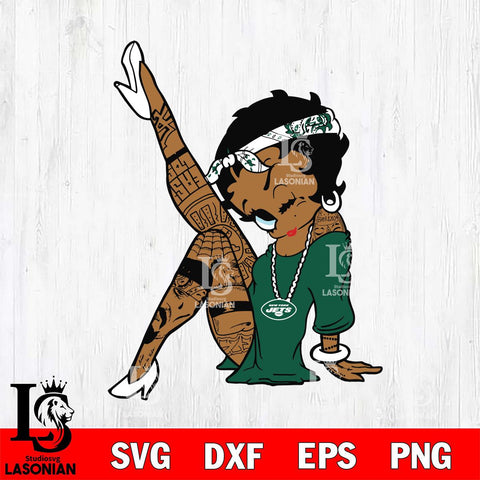New York Jets Betty Boop Tattoo Girl SVG Svg Eps Dxf Png File, Digital Download, Instant Download