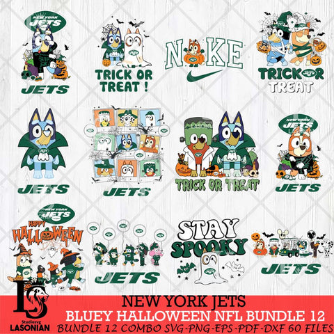 New York Jets Bluey Halloween 12 SVG Svg Eps Dxf Png File, Digital Download, Instant Download