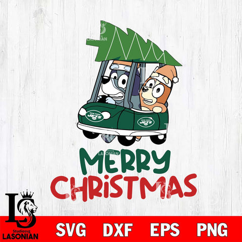 New York Jets Bluey Merry Christmas Svg Eps Dxf Png File, Digital Download