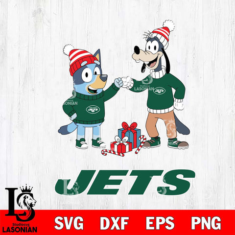 New York Jets Bluey With Goofy Christmas Cricut,Christmas SVG DXF EPS PNG FILE, Digital Download,Instant Download, Silhouette