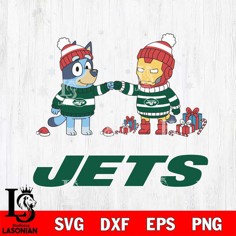 New York Jets Bluey With Iron man Christmas Cricut,Christmas SVG DXF EPS PNG FILE, Digital Download,Instant Download, Silhouette