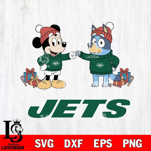 New York Jets Bluey With Mickey Christmas Cricut,Christmas SVG DXF EPS PNG FILE, Digital Download,Instant Download, Silhouette