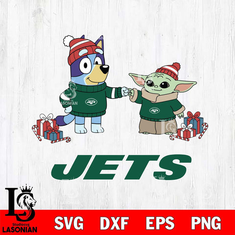 New York Jets Bluey With Yoda Christmas Cricut,Christmas SVG DXF EPS PNG FILE, Digital Download,Instant Download, Silhouette