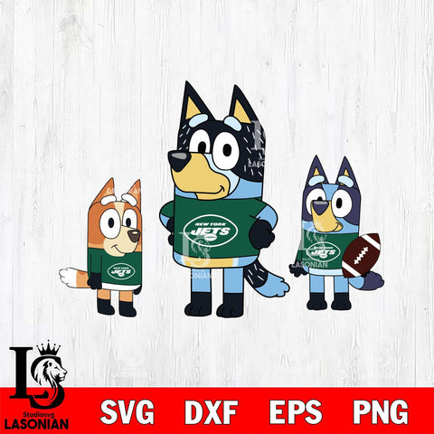 New York Jets Bluey svg , Bluey family NFL Svg Eps Dxf Png File, Digital Download, Instant Download