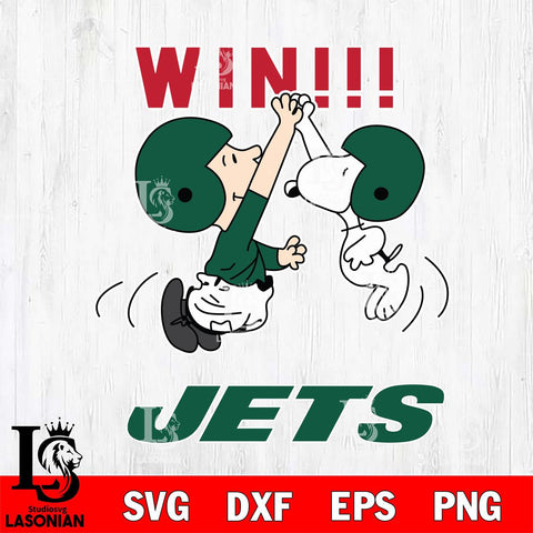 New York Jets Charlie Brown and Snoopy Win Svg Eps Dxf Png File, NFL svg , Digital Download , Instant Download, Cricut File