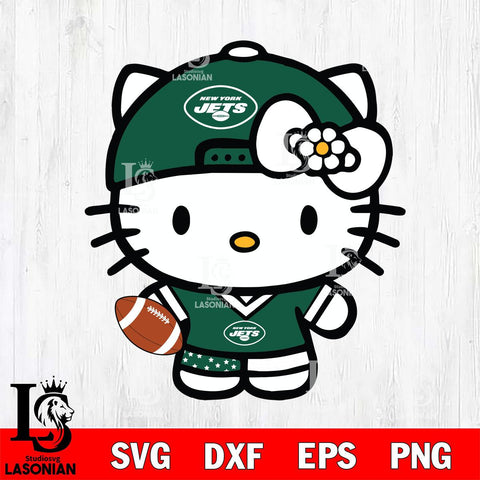 New York Jets Cute Hello Kitty Football 10 Svg Eps Dxf Png File, NFL svg, Digital Download, Instant Download
