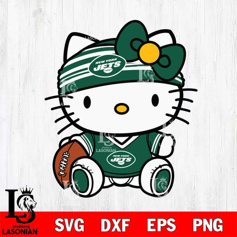 New York Jets Cute Hello Kitty Football 12 Svg Eps Dxf Png File, NFL svg, Digital Download, Instant Download