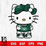 New York Jets Cute Hello Kitty Football 2 Svg Eps Dxf Png File, NFL svg, Digital Download, Instant Download
