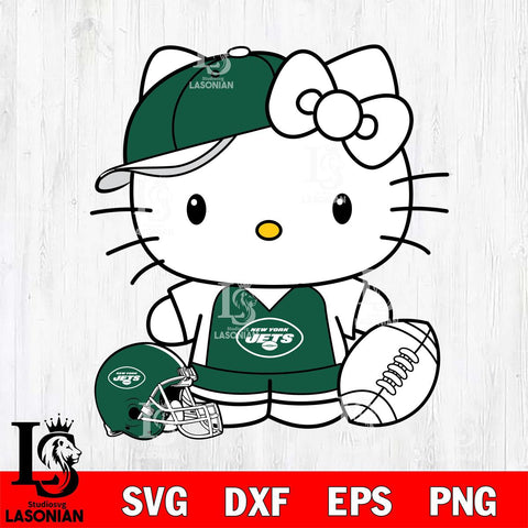 New York Jets Cute Hello Kitty Football 4 Svg Eps Dxf Png File, NFL svg, Digital Download, Instant Download
