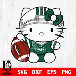New York Jets Cute Hello Kitty Football 5 Svg Eps Dxf Png File, NFL svg, Digital Download, Instant Download