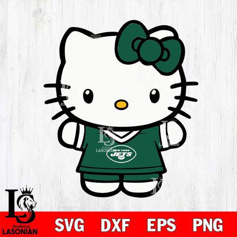 New York Jets Cute Hello Kitty Football 6 Svg Eps Dxf Png File, NFL svg, Digital Download, Instant Download