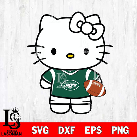 New York Jets Cute Hello Kitty Football 8 Svg Eps Dxf Png File, NFL svg, Digital Download, Instant Download