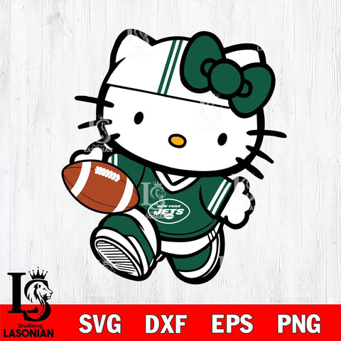 New York Jets Cute Hello Kitty Football 9 Svg Eps Dxf Png File, NFL svg, Digital Download, Instant Download