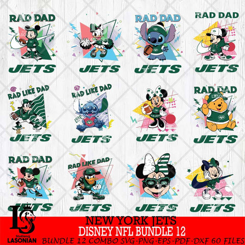 New York Jets Disney Rad Dad NFL Bundle 12 SVG DXF EPS PNG FILE, Father day File Cut,Digital Download,Instant Download,Disney Svg Files