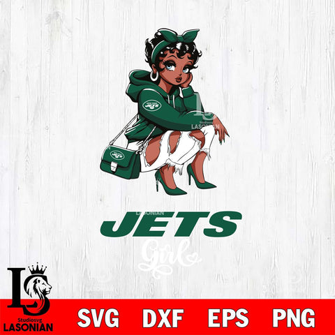 New York Jets Fashion Black Fan Girl Betty Boop Svg Eps Dxf Png File, Digital Download, Instant Download