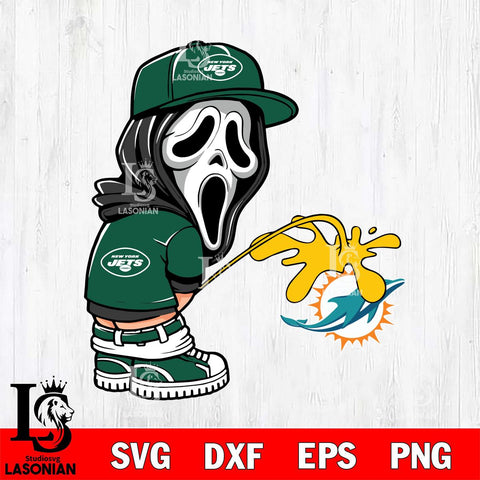New York Jets Ghostface Piss On Miami Dolphins Svg Eps Dxf Png File, Digital Download, Instant Download
