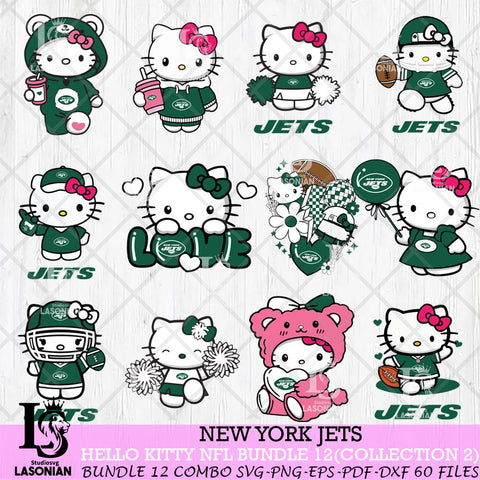 New York Jets Hello Kitty Bundle 12 SVG Svg Eps Dxf Png File, Digital Download, Instant Download
