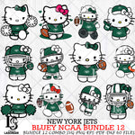 New York Jets Hello Kitty NFL Bundle 12 Svg Eps Dxf Png File, Digital Download, Instant Download