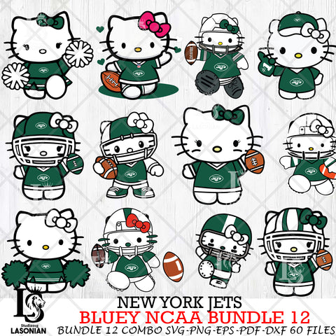 New York Jets Hello Kitty NFL Bundle 12 Svg Eps Dxf Png File, Digital Download, Instant Download
