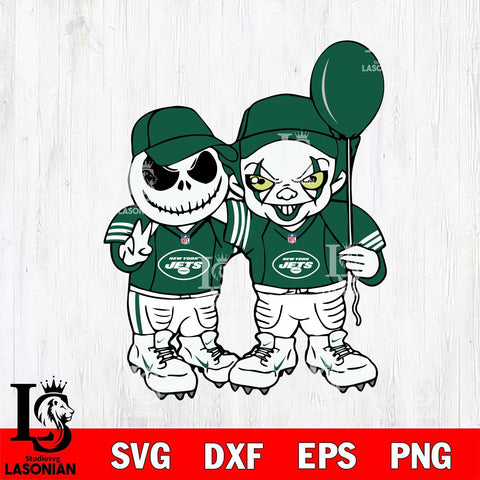 New York Jets Jack Skellington And Pennywise Football Svg Eps Dxf Png File, Digital Download, Instant Download